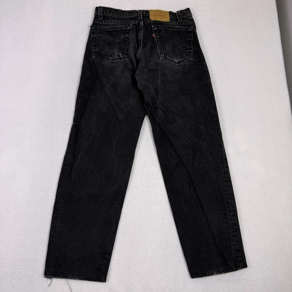 Vintage Levi's 550 Black Jeans‎ 31x34 Made in USA Relaxed Fit Raw Hem Cut Off